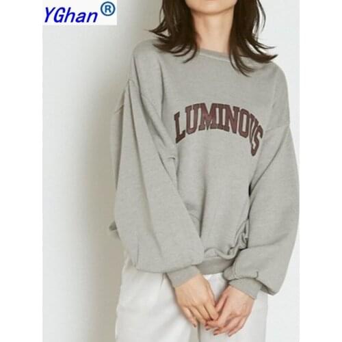 Spring Autumn Woman Sweater O Neck Letter Puff Sleeve Print Knitted Pullover Japan Style Fashion Sweet Sweater Vest