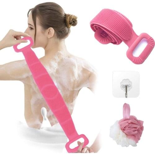 Silicone Soft Bath Towel Strong Back Rubbing without Pain Bath Brush for Exfoliating Dead Skin for Bathroom Cleaning Massage