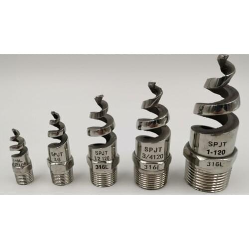 Full size 1/4 3/8" 1/2" 3/4" 1" 2" 3" BSPT Male Stainless Steel Spiral Nozzle Full Cone Garden Spiral Nozzle Water Pipe Fittings