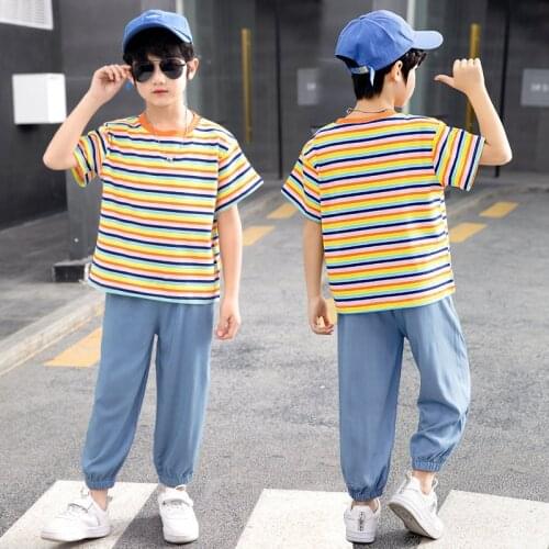 Sport Suits Teenage Summer Boys Clothing Sets Short Sleeve T Shirt+Pants Casual 4 5 6 7 8 9 10 12 13 Years Children Boys Outfits