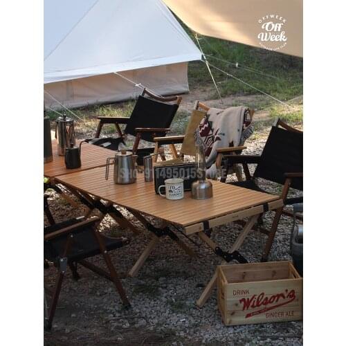 Solid Wood Omelet Table Outdoor Camping Portable Folding Table And Chair Household Dining Table Camping Table