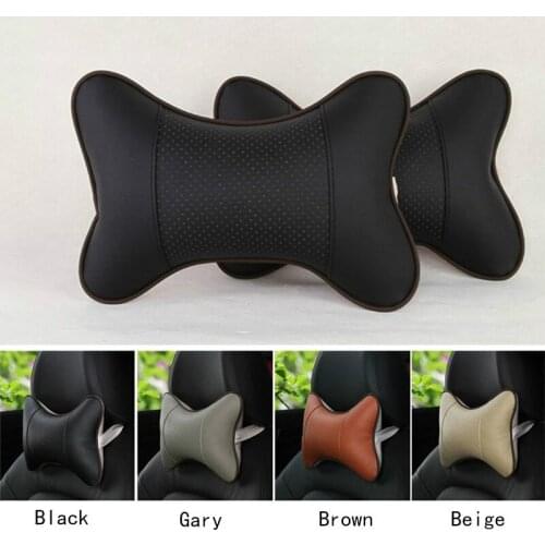 1 Pair Universal Car Neck Pillows PU Leather Breathable Mesh Auto Car Neck Rest Headrest Cushion Pillow Car Interior Accessories