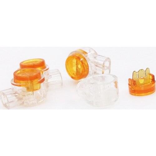 200PCS Waterproof Orange Connector Crimp Button Telephone Wire Connectors UY Butt Splice Connector K1 Network Cable Terminals