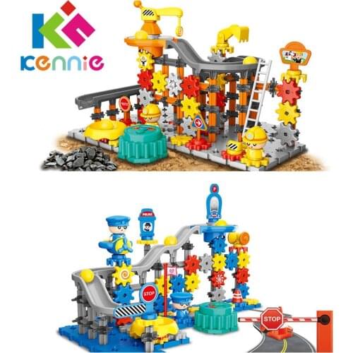 2019 big DIY electric Construction Marble Race Run Maze Balls Track gear Building Blocks Children Gift For Educational Toys