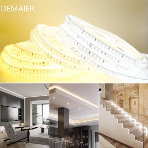 220V LED Streifen 2835 Hohe Helligkeit 120 LEDs/m EU Stecker und Schalter Flexible Im Freien Wasserdichte LED Streifen licht SMD