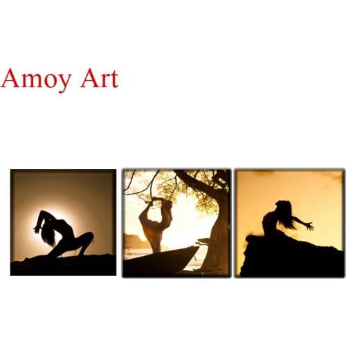 3 Piece Yoga Sunset Canvas Wall Art Pictures for Bedroom Canvas Prints Wall Pictures for Living Room decorative Picture No Frame