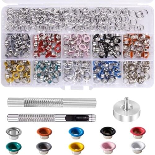 63HC 300 Pcs 5mm Metal Eyelet with Washer for Clothes Shoes Bag Leather Crafts DIY for Repairing Tarps Broken Shoes Canvas
