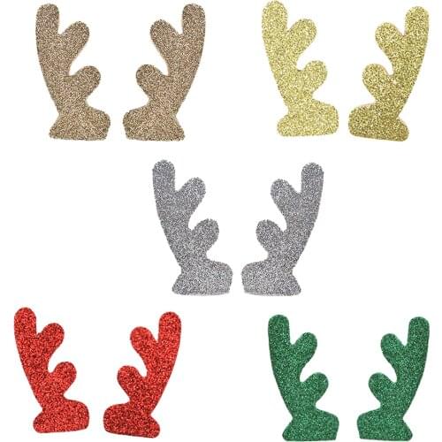 5pairs Glitter Antler For Christmas Party Hairpin Applique Decor Accessories Deer Head For Baby Girl DIY