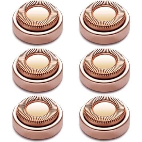 6pcs Facial Hair Remover Replacement Heads for Upper Lip Chin Cheeks Sideburns Shaver Head Cutter 18K Gold-Plated Blade Trimmer