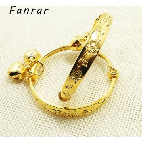 FANRAR 2PCS Fashion Flower Bell Bracelet Jewelry Accessories china Baby Kids Baby Girl Gold silver plated Bracelet Birthday Gift