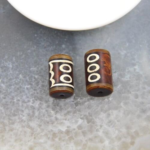Cylinder 1pcs Vintage Totem Tibetan Dzi Agates Beads For Bracelets Connectors Necklace Pendants DIY Jewelry Making Accessory