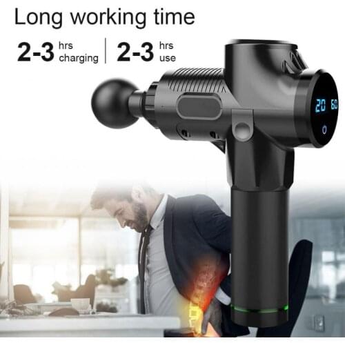 LCD Display Electric Muscle Massage Gun 1200-3300r/min Deep Tissue Percussion Massager Muscle Slimming Shaping Massager
