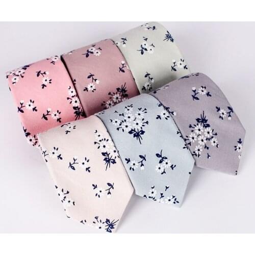 GUSLESON New Men and Woman Slim 7cm Flower Colorful Cotton Skinny Ties Necktie For Wedding Party Business Formal Gift For Men