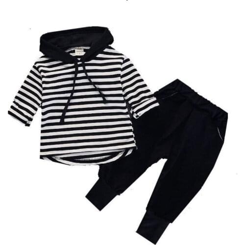 Kids Clothes Sets Spring/Autumn Childrens Set 0-4 Baby Striped Hoodie Long Sleeves Coat+Leggings Two-Piece Sets Tracksuit