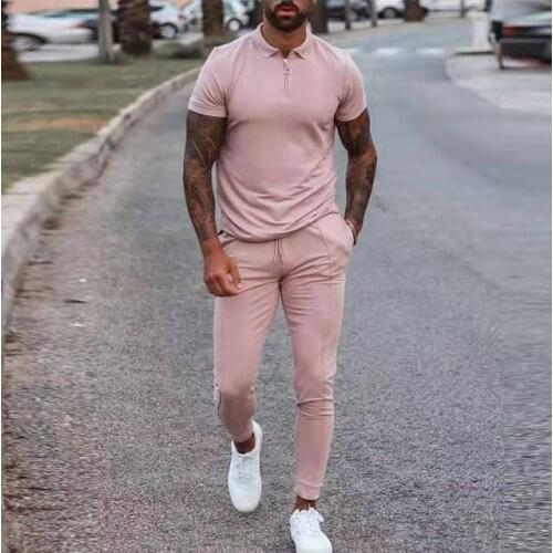 2021 Mens Leisure Two Piece Suit Summer Streetwear Fashion Short Sleeve Tops And Drawstring Pants Sets Woman Tracksuit