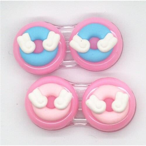 LIUSVENTINA Portable Wholesale 2pcs/lot DIY Cute Wing Doughnut Contact Lens Case Box Container for Color Lenses Gift for Girl