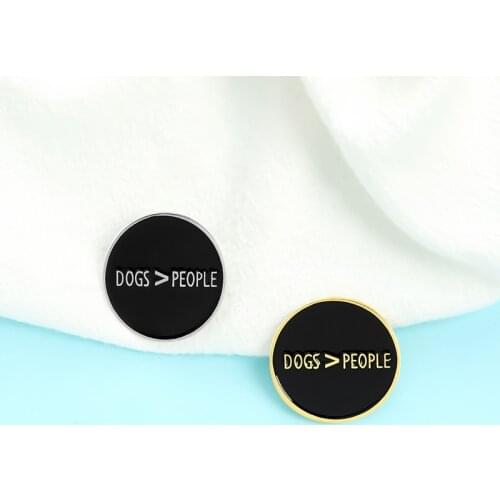 Fashion Simple Black Round Metal Enamel Brooch Personality Letter Badge Creative Lapel Backpack Jewelry Accessories Gift