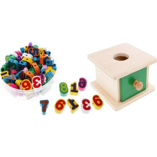 Montessori Material Match Box and Lacing Game Number Learning Education Toy for Kids