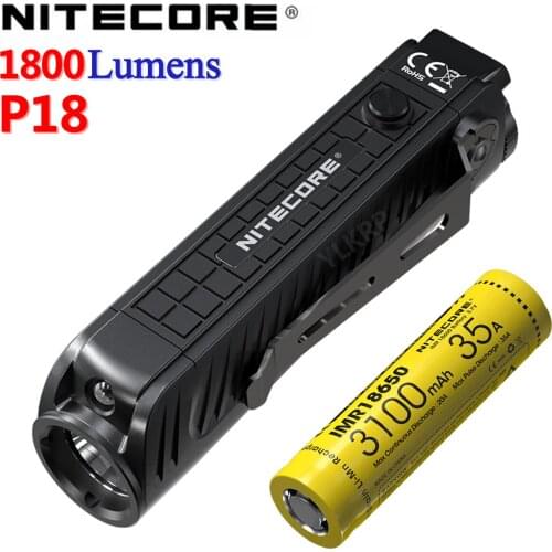Nitecore P18 Unibody Die-case Futuristic CREE XHP35 HD LED 1800 Lumens with Auxiliary Red Light Tactical Flashlight