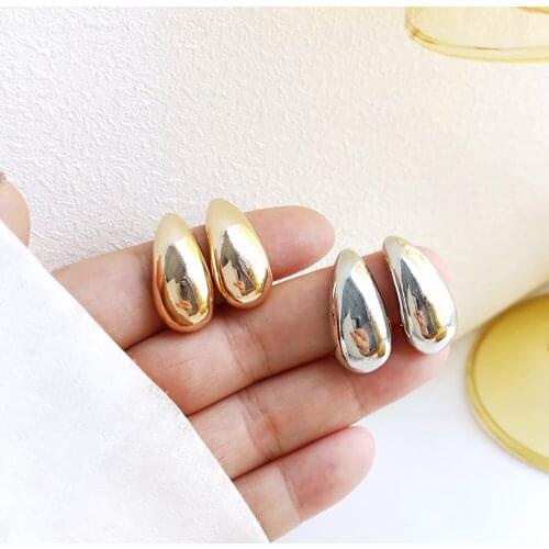 Ghidbk New Gold Silver Color Geometric Irregular Ear Studs Earrings Minimalist Earrings For Women Girls Chunky Ear Studs Jewelry