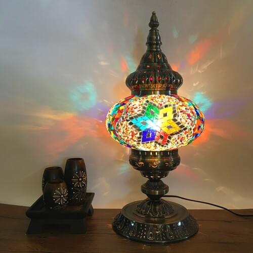 New Mosaic Ornaments Retro Romantic Exotic Bar Large Table Handmade Glass Decorative Table Lamp