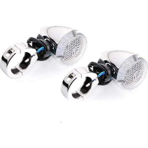 Custom Pair Front LED Turn Signal Light Indicator Chrome 39mm Fork Clamp Motorcycle For Harley Honda Yamaha Suzuki Kawasaki