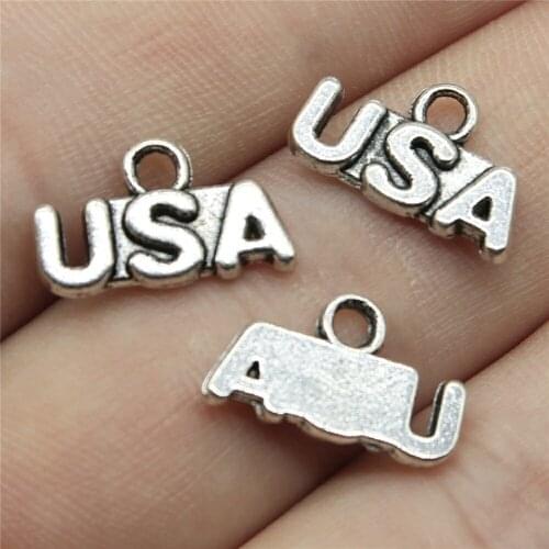 40pcs Charms Usa 15x9mm 2 Colors Antique Bronze Pendant Usa Charms For Jewelry Making Jewelry Findings