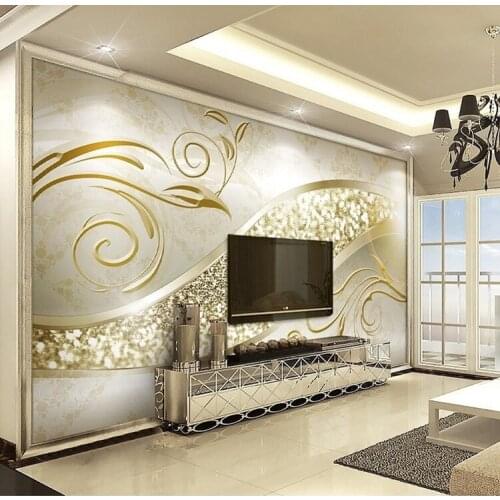 Custom Photo Wallpaper Luxury European Style Golden Abstract Flower Pattern Living Room TV Background Wall Mural Decor Wallpaper