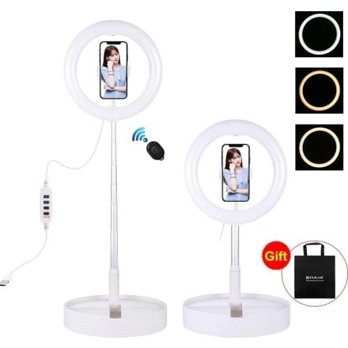 PULUZ 10.2 inch 26cm USB 3 Modes Dimmable Dual Color Temperature LED Curved Ring Vlogging Selfie Photography Video Lights