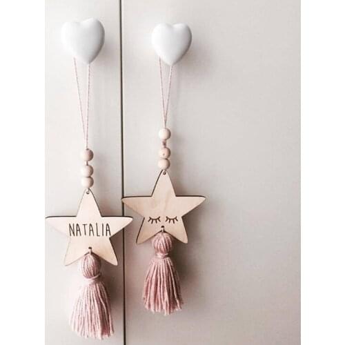INS Nordic style photography props wall hanging decorations cute star-shaped wooden beads tassel pendant baby room decoration