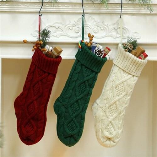 Christmas Stockings Cable Knit Stocking Christmas Gifts Holiday Stocking For Kids Xmas Decoration Candy Christmas Socks