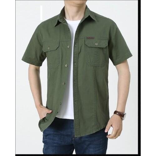 2020 M-5xl short sleeve 100% cotton soft shirts comfortable regular fit plus size quality summer business men casual shirts tops