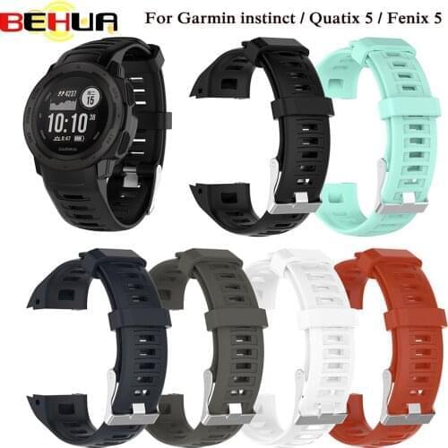 Silicone Replacement Strap Watch Band for Garmin Instinct Quatix 5 GPS Smart Watch Strap with tool pins wristband Accessories
