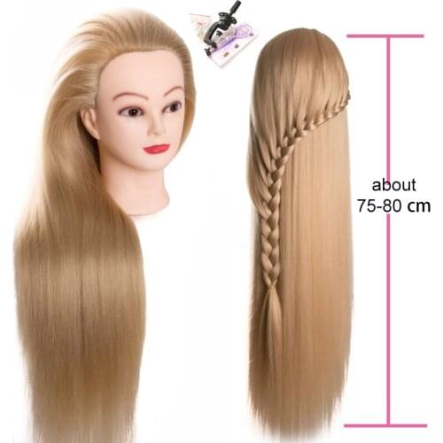 Synthetic Mannequin Head Dolls for Hairdressers 2 piece 80cm hair with gift Hairstyles Female Hairdressing Styling Training Head
