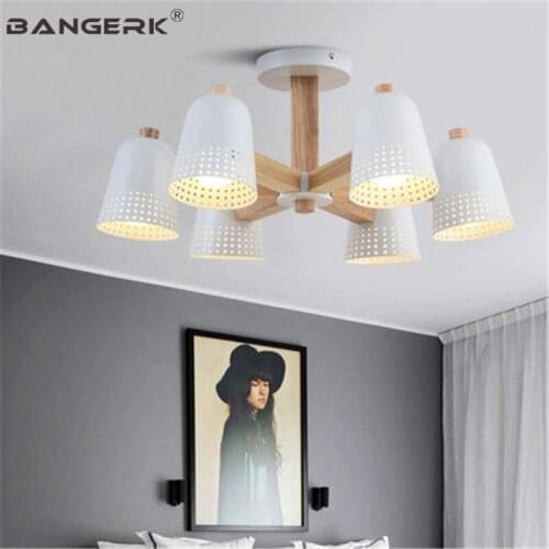 Nordic Design Simple Modern LED Pendant Light Fixtures Loft Droplight Wood Iron Hanging Lamp Home Decor Indoor Lighting