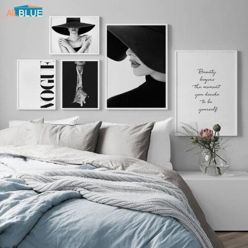 Modern Vogue Sexy Lips Black White Pop Canvas Posters Nordic Prints Paintings Women Wall Art Pictures For Living Room Home Decor