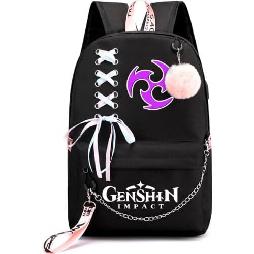 Game Genshin Teenage Girls Boys Backpack Students School Bags Pattern Childrens Schoolbag Mochilas Usb Charging Bookbag