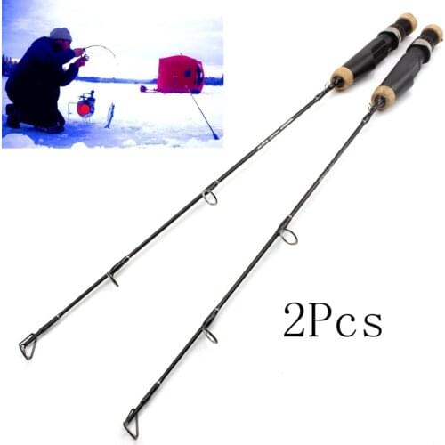 2PCS 60cm Winter fishing rod Ice Fishing Rods carbon material Travel ferry Fishing Tackle Spinning pole