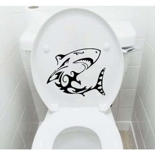 Tribal Shark Animal Bathroom Vinyl Wall Decals Toilet Stickers Home Decor 6WS0325
