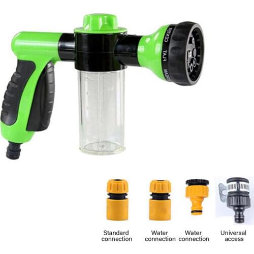 Water Gun Auto High Pressure Wash Foam Sprayer With Container 8Patterns Adjustable Flow Hose Hose For Auto Water Spray Gun Tools