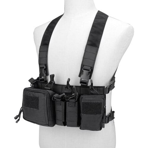 Military Chest Rig Carrier Tactical Vest Airsoft Hunting Paintball Equipment Harness with Molle Rifle Pistol Magazine Pouch