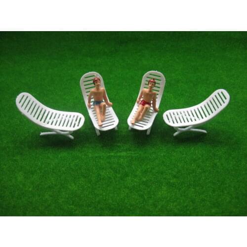 YZ4801 8pcs Model Railway Layout O Scale Sun Loungers 1:50 Beach Chairs