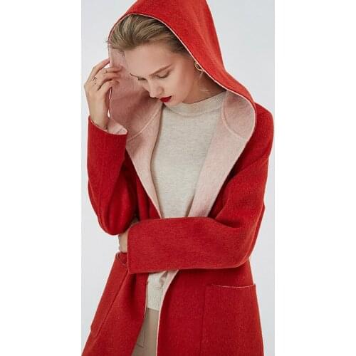 Womens winter coats red white Double-sided wool cashmere outwear 2019 autumn plus size ladies fashion overcoats long free ship