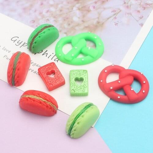 10Pcs Fake Macaron Donut Poker Flatback Resin Cabochon SImulation Mini Food Play DIY Hair Bows Clips Accessories Christmas Gift