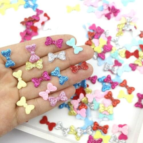 200Pcs Glitter Bowknots Appliques DIY Craft Supplies Basteln Hair Pin Accessories Materials Ornaments Phone Shell Patch Art Bows