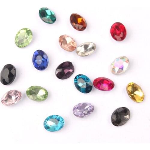 30pcs Mix color Glass Crystal Rhinestones 3D Oval Stones Nail Art Decoration Strass Polishing Charm Design Accessories Jewelry