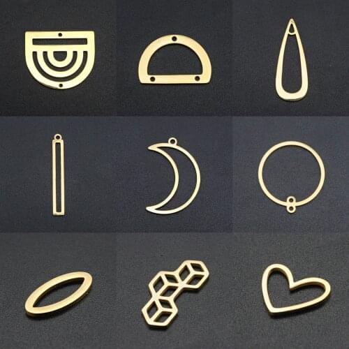 5Pcs / Lot 100% Stainless Steel Different Geometric DIY Earring Connectors Charm For Making Necklace Bracelet