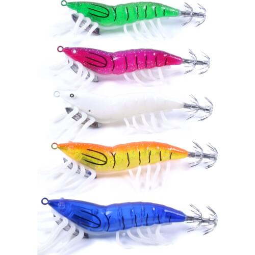 5Pcs Octopus Fishing Lures Luminous Squid Jigs Shrimp Cuttlefish Squid Hook Artificial Bait Sea Fishing 10cm 13g