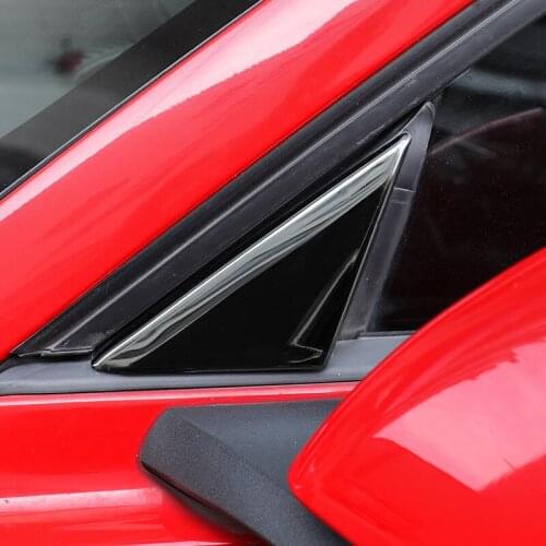 Car Stainless Steel Carbon Fiber Pattern Window Triangle Sticker Exterior Decoration for 15-20 Ford Mustang Accessories