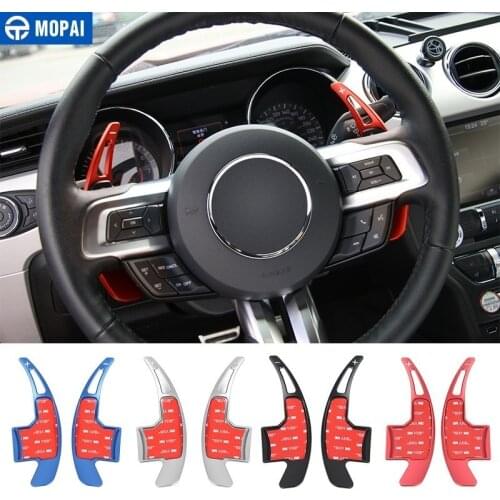 MOPAI Aluminum Alloy Car Steering Wheel Gear Shifters Paddle Decoration Cover Sticker for ford Mustang 2015 2016 Car Accessories